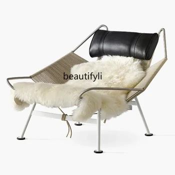 Веревочное кресло с итальянским флагом, кресло для отдыха в спальне с откидной спинкой, Легкое роскошное дизайнерское кресло в современном минимализме