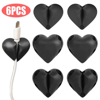 Новый Силиконовый USB-Кабель-Органайзер Клипы Love Heart Shape Data Cord Зарядное Устройство Держатель Линии Зажим Настольный Аккуратный Провод Для Управления Моталкой