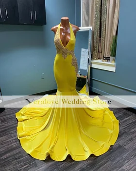 Желтое Африканское платье для выпускного вечера Mermaid 2022, Велюровые платья для официальных мероприятий, одежда для вечеринок Нестандартного размера