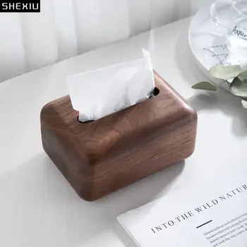 Коробки для салфеток из орехового дерева с магнитным всасыванием, минимализм, чехол для бумажных полотенец, журнальный столик, настольный Съемный держатель коробки для салфеток