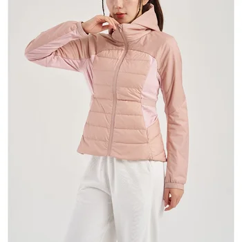 Женская короткая пуховая куртка LULU, спортивное пальто с капюшоном, зимняя одежда для йоги, бега, фитнеса, ветрозащитное и сохраняющее тепло тонкое пальто