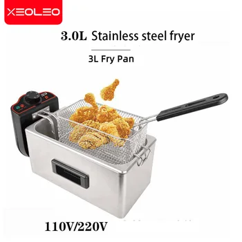 Коммерческая электрическая фритюрница XEOLEO French из нержавеющей стали с одним баком Бытовая машина для жарки чипсов / курицы на 3 л