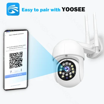 2MP 1080P Yoosee Полноцветная беспроводная PTZ IP-камера ночного видения AI Humanoid Автоматическое отслеживание домашней безопасности Монитор видеонаблюдения