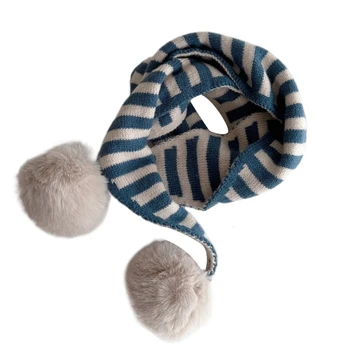 Универсальный детский зимний шарф с помпонами, детали, Модный детский зимний шарф, подходящий для холодной погоды, Подарок H37A