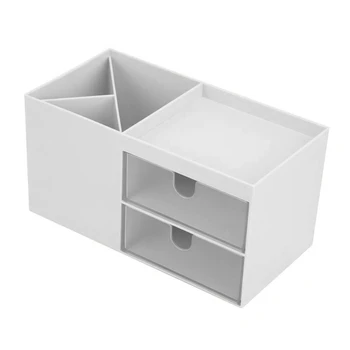 1 ШТ. Органайзер с выдвижным ящиком, 2-уровневый Офисный настольный органайзер, белый держатель для файлов из АБС-пластика, симпатичный настольный органайзер для бумаги и писем