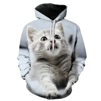 Новая толстовка с милым котом 3D, весенне-осенний модный графический пуловер, мужская толстовка, повседневная куртка в стиле харадзюку, толстовка с принтом, мужская