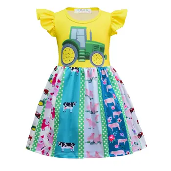 Бутик-платье для девочек, детская одежда для фермерских животных, одежда без рукавов, летняя одежда для малышей, праздничное платье Оптом