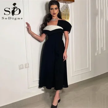 SoDigne 2023 Черные Платья Для Выпускного Вечера С Блестками С Открытыми Плечами Vestidos Des Fiesta Арабские Дубайские Вечерние Платья Для Женщин