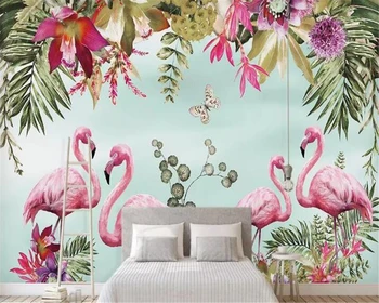Обои WELLYU3D с ручной росписью, тропический лес, фламинго, фон для телевизора, детская комната, гостиная, спальня, обои 3D