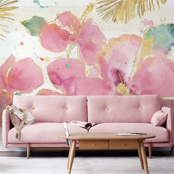 пользовательские обои papel de parede 3D с граффити в скандинавском стиле, розовые цветы для гостиной, спальни, фоновое искусство, 3D настенная роспись, настенное покрытие