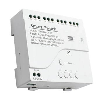 3X Tuya Smart Wifi Модуль Переключения Двигателя RF 433 Радио Пульт Дистанционного Управления 4-Канальное Шаговое Реле Для Alexa Google Home, 4CH AC85-250V