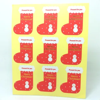 Упаковка Рождественской серии красные рождественские носки уплотнительная паста подарочная упаковка декоративные наклейки 90 шт./ЛОТ