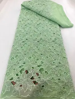 Высококачественная Африканская Нигерийская Тюлевая Кружевная ткань ZH-13064011 С Вышивкой пайетками Сетчатая Ткань Платья из бисера
