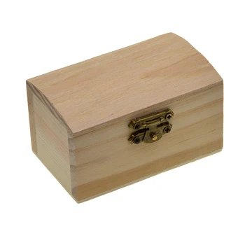 Простой деревянный Сундук с сокровищами, деревянная коробка для хранения ювелирных изделий для декупажа, 90x55 мм