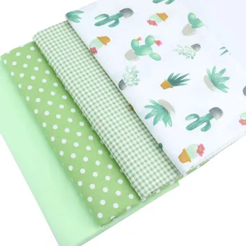 Syunss зеленый кактус сетки Dot печатных хлопок ткань DIY ткани пэчворк Телас шитье детские игрушки постельные принадлежности лоскутное Tecido ткань