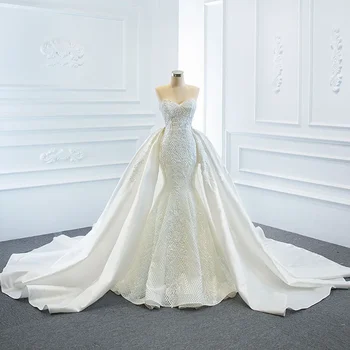2024 Новое женское кружевное свадебное платье Русалки Со съемным шлейфом в виде часовни Роскошное платье невесты из жемчуга, сшитое на заказ Vestido De Noiva