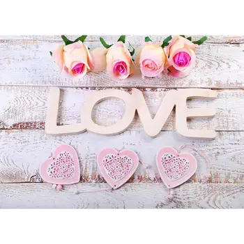 Фон для фотосъемки на деревянной доске с розовыми цветами и сердечками, виниловый фон для влюбленных, свадебная фотосессия на День Святого Валентина, Любимое фото