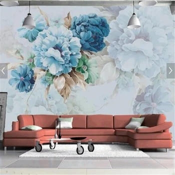 beibehang 3d пользовательские фотообои фрески наклейки на стены Современные свежие цветы ручной росписи пасторальный фон для телевизора в гостиной