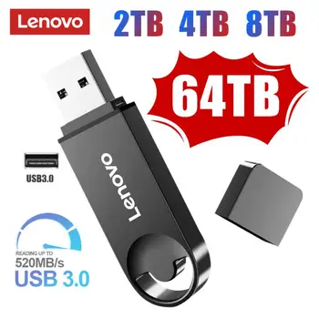 Флэш-Накопители Lenovo USB 3.0 Высокоскоростной Металлический Флеш-Накопитель 64 ТБ 16 ТБ 8 ТБ Портативный Флэш-Диск Водонепроницаемый USB-Накопитель Свадебные Подарки