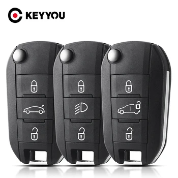 KEYYOU Чехол для автомобильных ключей с Дистанционным управлением для Peugeot 208 2008 301 308 508 5008 RCZ Expert Для Citroen C-Elysee C4-Cactus C3 Light