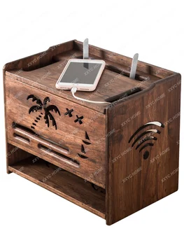 Ящик для хранения маршрутизатора из массива дерева, Стойка для телевизионных приставок, Деревянная розетка для оптического модема, Коробка для электрических проводов