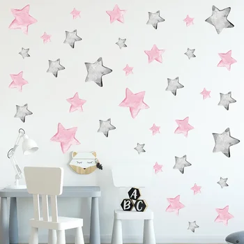 Ручная роспись Розово-серых звезд, наклейки на стену 