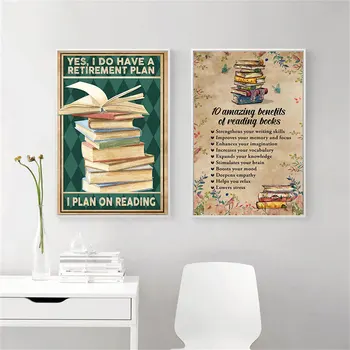 Книжный плакат и холст, 10 удивительных преимуществ чтения книг, настенный художественный плакат, художественная роспись для изучения любителями книг, домашний декор