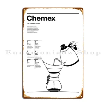 Кофейная белая металлическая вывеска Chemex Club Pub Bar Железная Фреска Жестяная Вывеска Плакат