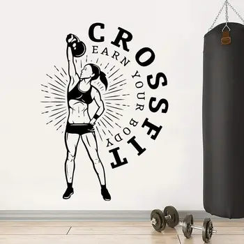 Наклейка на стены тренажерного зала Crossfit, Виниловый логотип Sport Fitness, Офисные наклейки на окна, мебель для дома, декоративные фрески Z469