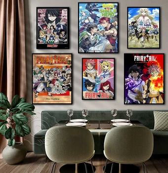 Аниме-Плакат Fairy Tail, Настенное искусство, Декор стен Fairy Tail, Аниме-Плакат, Настенное изображение Fairy Tail, Детская комната, Домашний Декор, Подарок