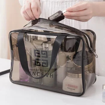 Портативная косметичка ПВХ Большой емкости, водонепроницаемая дорожная сумка для мытья, Прозрачный многофункциональный чехол для хранения, косметический органайзер