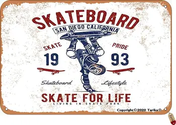 Скейтборд Tarika San Diego California Skate for Life 20X30 см, Винтажное железное украшение, табличка с надписью