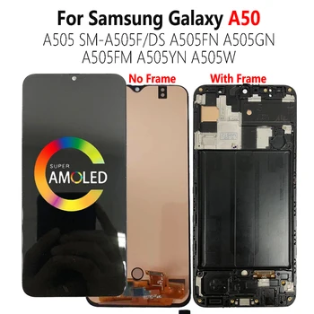 Super AMOLED A50 ЖК-Дисплей Для SAMSUNG Galaxy A505 A505F/DS A505FN Сенсорный Экран Дисплея Дигитайзер В Сборе С Рамным Модулем