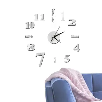 2021 Современный дизайн Большие Настенные часы 3D Кварцевые часы своими руками Модные Часы Акриловые Зеркальные наклейки Для гостиной Домашний Декор Horloge