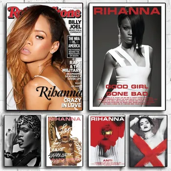 Pop R-плакат певицы Рианны без рамки, Крафт-бумага для клубного бара, винтажный плакат, настенная живопись, наклейки для спальни и кабинета