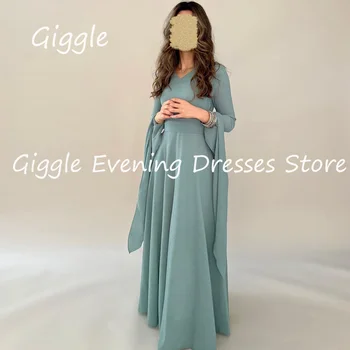 Вечернее элегантное платье для выпускного вечера из крепа Giggle A-line с V-образным вырезом и рюшами длиной до пола, роскошные вечерние нарядные платья для женщин 2023 года