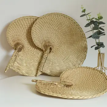 Летний охлаждающий вентилятор Ручной работы из бамбуковой соломы, искусственный тканый вентилятор, портативный подарок, украшение для дома