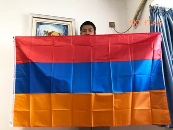 НЕБЕСНЫЙ ФЛАГ 90 * 150 см Баннер с флагом Армении из полиэстера, национальный флаг, украшение дома, баннер с флагом