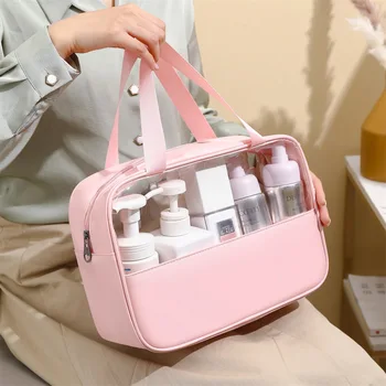 Новая прозрачная сумка для мытья макияжа, водонепроницаемая сумка для купания большой емкости, простая сумка из ПВХ, сумка для сращивания ПУ, Пустой контейнер для путешествий
