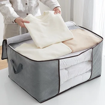 Сумка-органайзер для хранения одежды большой емкости С усиленной ручкой для одеял, постельных принадлежностей, Складывающаяся сумка для хранения на молнии