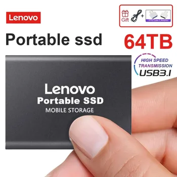 Lenovo 64 ТБ Портативный SSD Жесткий Диск 16 ТБ Высокоскоростное Запоминающее Устройство 8 ТБ 4 ТБ 2 ТБ Внешний Твердотельный Жесткий Диск Для Ноутбука Ps4 Ps5