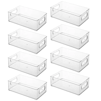 Штабелируемая коробка-органайзер для хранения, Прозрачный органайзер без бисфенолаА для холодильника, морозильной камеры и кухни