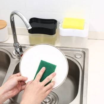 Кухонные приспособления для мытья посуды Губка для чистки Щетка Коробка для моющего средства Автоматический дозатор жидкости Нажимная губка для мытья посуды