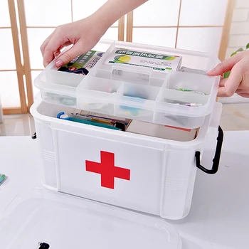 Аптечка первой помощи, Ящик для хранения лекарств, Портативный Аварийный Ящик, Двухслойные Коробки для лекарств, Органайзер для хранения аптечек