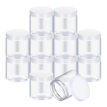 Пустая Прозрачная пластиковая банка для специй в 12 упаковках, Пластиковый контейнер с широким горлышком и крышкой для косметических средств, изготовления слизи своими руками