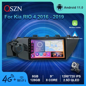 QSZN 2K QLED Android 12 Автомагнитола Для Kia RIO 4 X-Line 2016-2019 Мультимедийный Видеоплеер GPS 4G Carplay Автонавигация Стерео