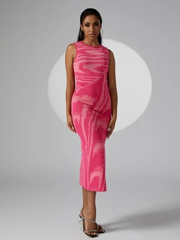 Мода 2024 года, новое розовое сексуальное платье без рукавов для выпускного вечера, элегантное праздничное платье знаменитостей полной длины