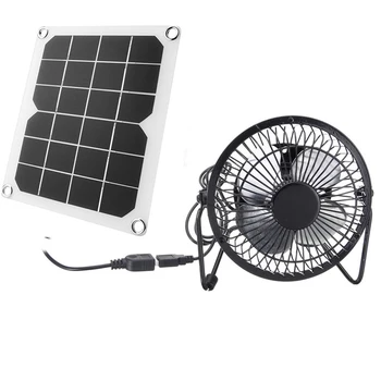 Портативный Вентилятор На Солнечной Батарее Мощностью 5 Вт С Двойным USB-Разъемом, Солнечная Панель Из Монокристаллического Кремния, Солнечная Панель, Многофункциональное Зарядное Устройство Для Солнечной Энергии