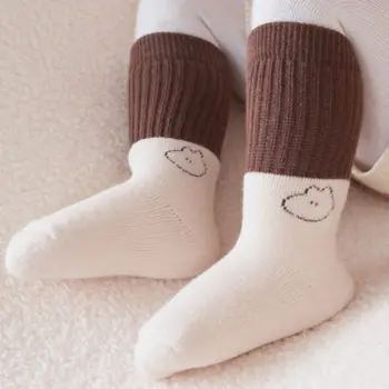 Утепленные детские носки в стиле пэчворк, Детские чулочно-носочные изделия, осенне-зимние носки для обучения младенцев ходьбе, мягкие домашние носки для сна в корейском стиле.