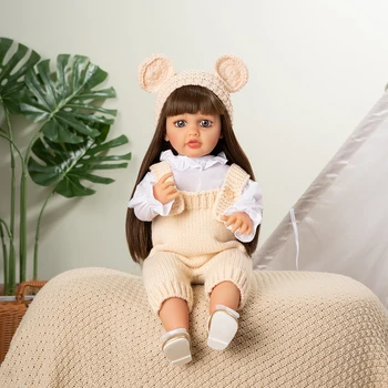 55 см 22 дюйма Baby Reborn Малышка Девочка Кукла Реалистичная 3D Раскрашенная Кожа с Видимыми Венами Мягкие Силиконовые Куклы Reborn во Все Тело